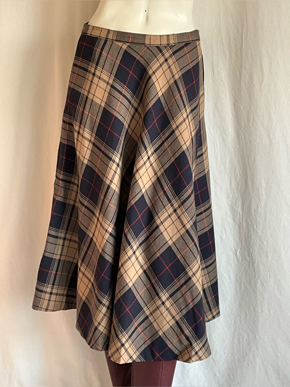 Vintage Tartan Virgin Wool Circle Skirt Made in Canada